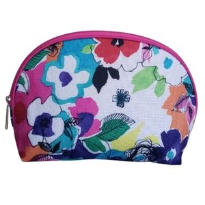 CLINIQUE Floral Pink Cosmetic, Makeup Bag Zipper Pouch.